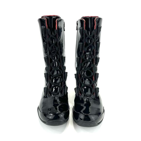 Ahnu Black Flat Winter Boot Size 7.5 Patent Leather Lace-Up Zip Closure Mid-Calf - Picture 11 of 15